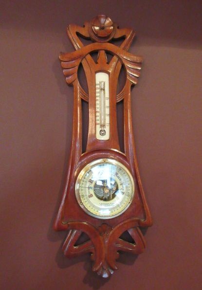 Arts & Crafts Period Walnut Shaped Barometer