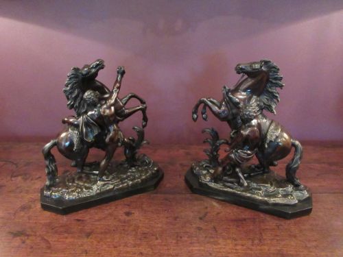 Superior Pair of 19th Century Bronze Marley Horses