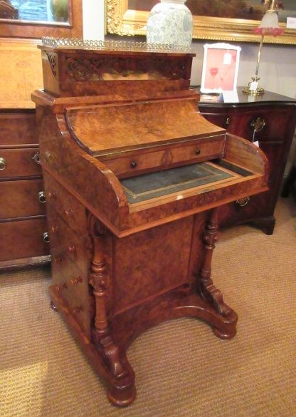 Superb Victorian Burr Walnut Piano Front Davenport