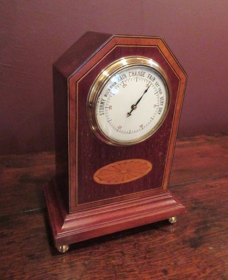 Top Quality Victorian Sheraton Inlaid Desktop Barometer