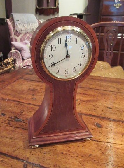 Elegant Edwardian Sheraton Inlaid Mantel Clock