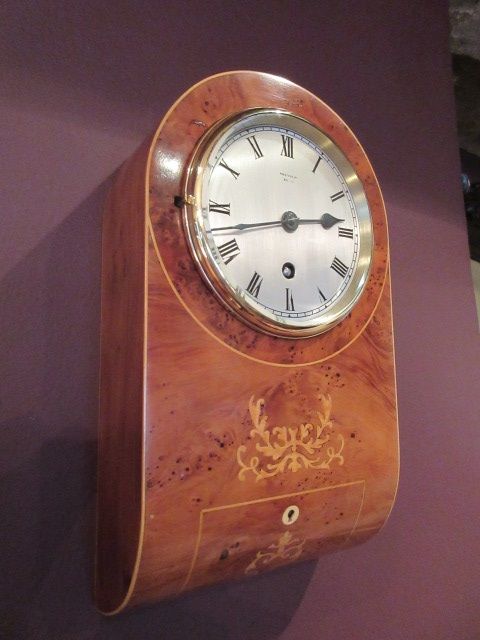 Top Quality Victorian Burr Yew Inlaid Library Wallclock