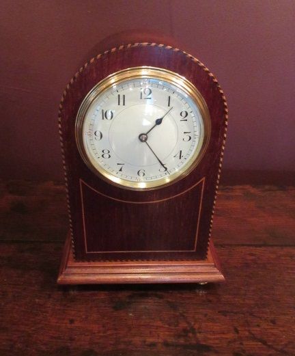 High Quality Edwardian Inlaid Arched Top Mantel Clock