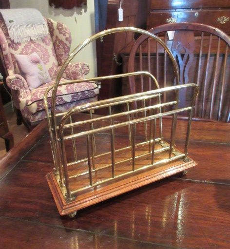 Top Quality Victorian Oak & Brass Magazine Stand