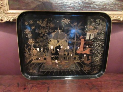 Large 19th Century Lacquered Oriental Tray