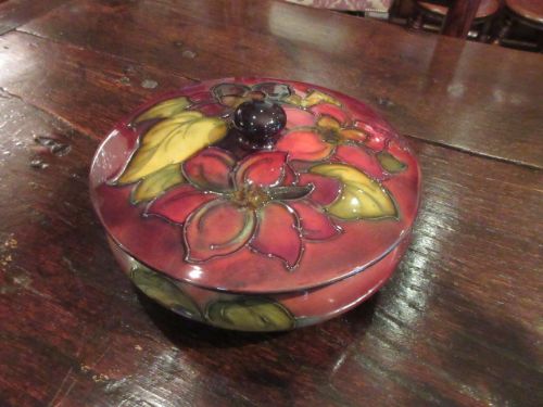 Moorcroft Flambe Glazed Clematis Lidded Dish