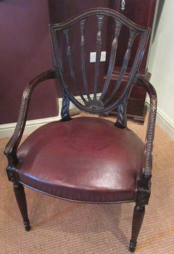 Late 19th Century Hepplewhite Style Carver Armchair
