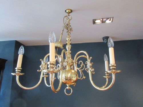 High Quality Edwardian Period Brass Chandeleier