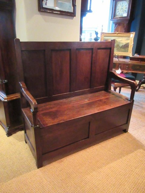 Very Original George II Period Oak Box Settle
