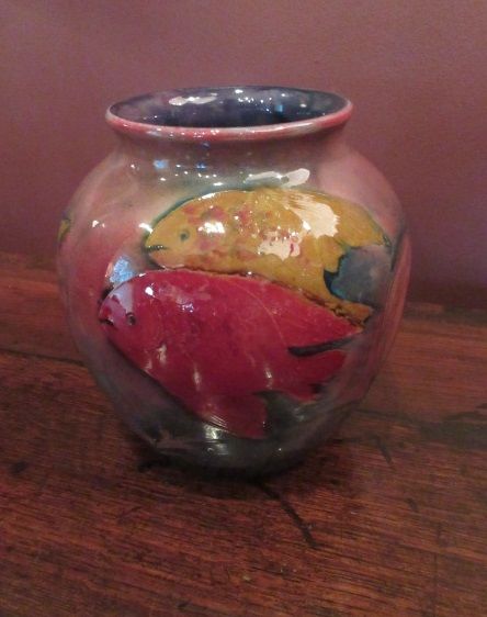 Rare Moorcroft Flambe Fish Pattern Vase