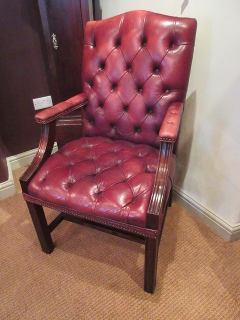 Superior 19th Century Leather Gainsborough Armchair