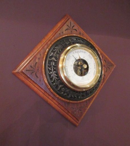 Decorative Victorian Oak & Cast Iron Barometer