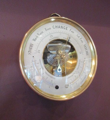 Large Victorian 8" Twin Thermometer Marine Barometer
