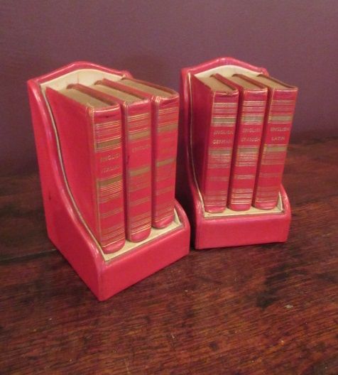 Rare Pair of Edwardian Period Leather Bookends