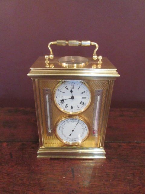 Top Quality 19th Century Brass Clock Barometer