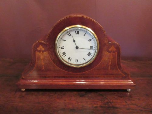 High Quality Edwardian Inlaid Shaped Top Mantel Clock