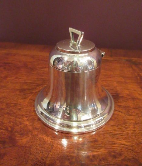 Edwardian Period Asprey's Silver Novelty Bell Inkwell