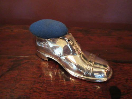 Edwardian Period Silver Novelty Shoe Pin Cushion