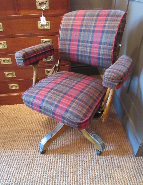 1920'S Upholstered Reclining Desk Armchair