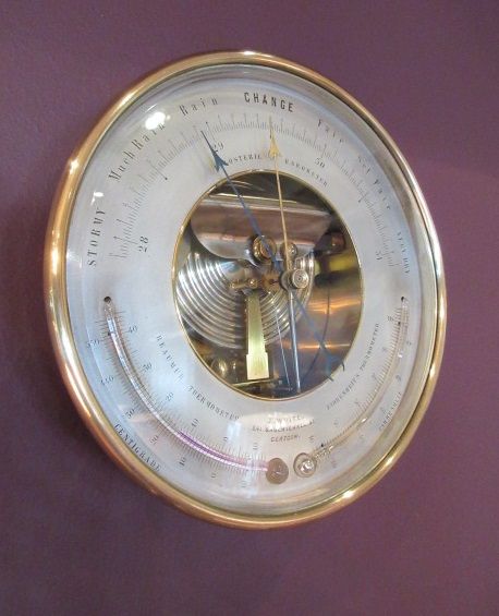 Rare Mid Victorian Twin Thermometer Marine Barometer