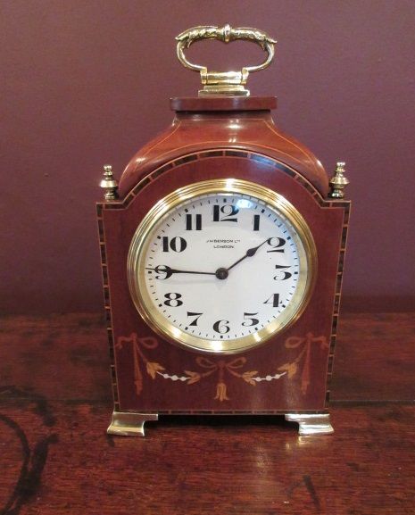Edwardian Inlaid Benson of London Mantel Clock