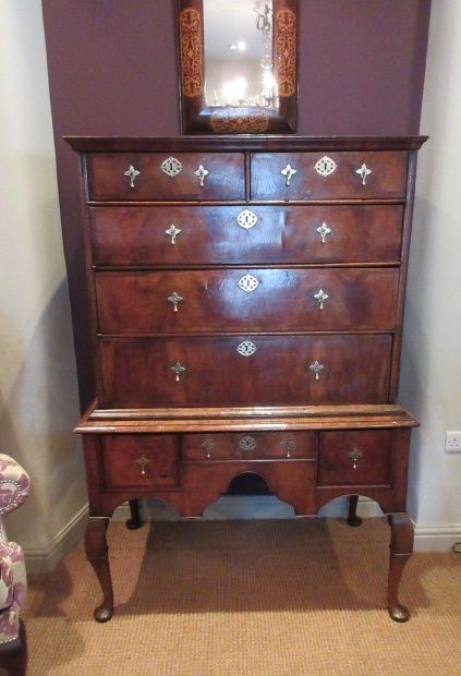 Fine Queen Anne Period Walnut Chest on Stand