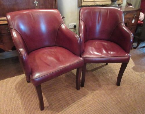 Superb Pair of 1920'S Leather Club Armchairs