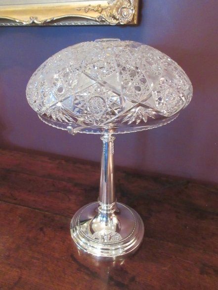 Superb Edwardian Crystal Cut Glass Lamp