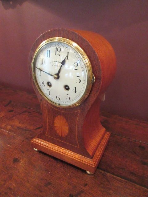 Edwardian Period Sheraton Inlaid Mantel Clock