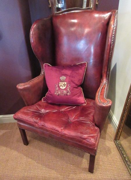 Superb 19th Century Leather Wing Back Armchair