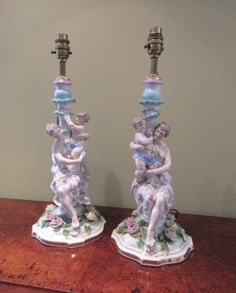 Pair of 19th Century Porcelain Table Lamps