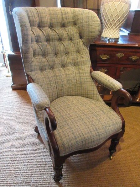 Early Victorian Mahogany Open Wing Armchair