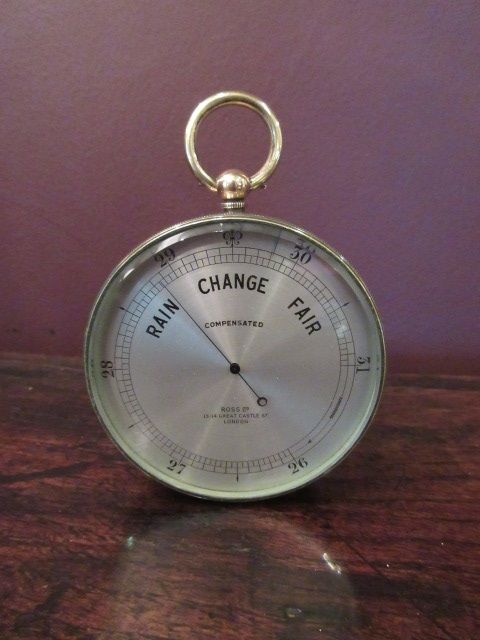 Large 19th Century Polished Brass Pocket Barometer