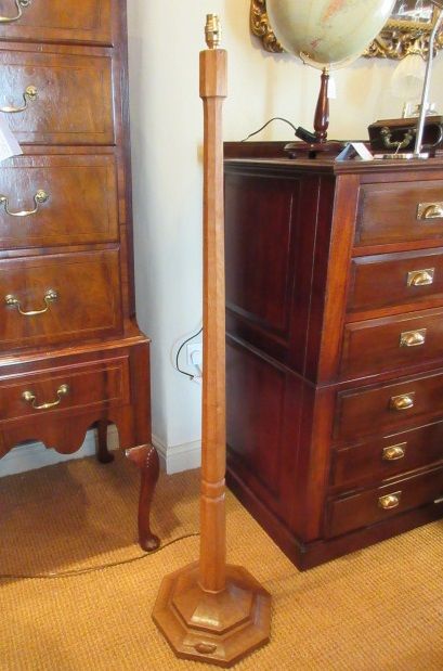 Superb Early Mouseman Adzed Oak Standard Lamp
