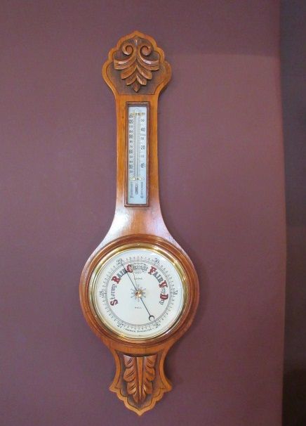 Small Victorian Polished Oak Banjo Barometer