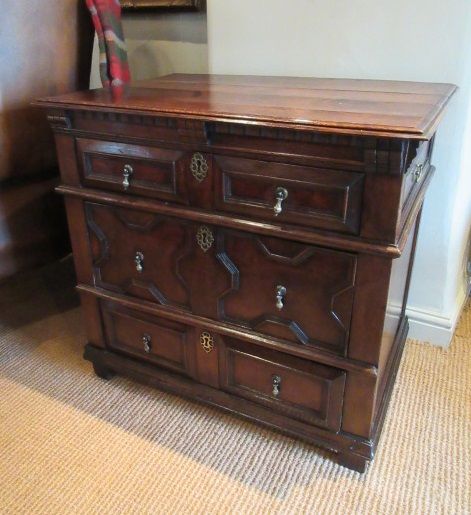 Small Early Period Oak Geometrical Front Chest