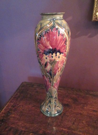 Art Nouveau Moorcroft Cornflower on Ochre Vase