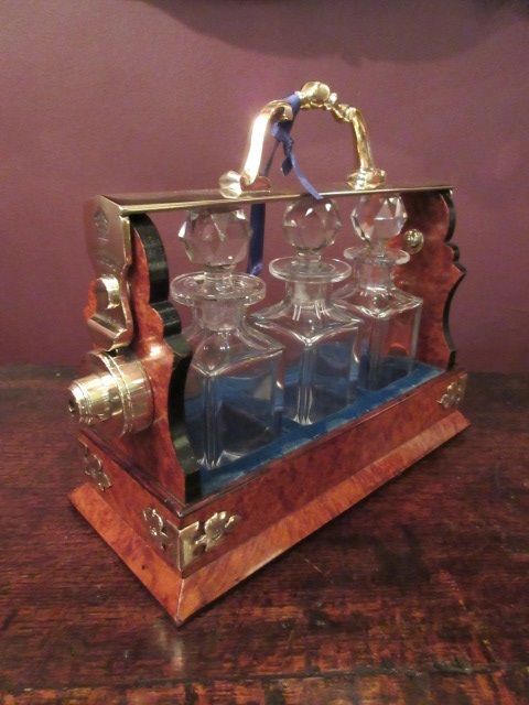 Superb Mid Victorian Burr Walnut Miniature Tantalus