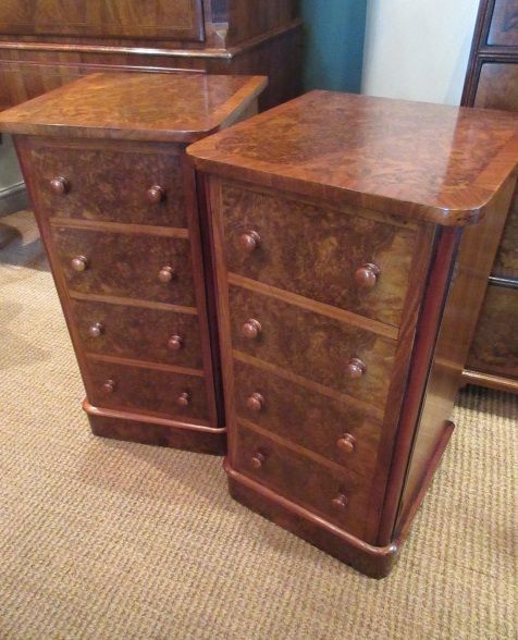 Superb Pair of Victorian Burr Walnut Bedside Cabinets