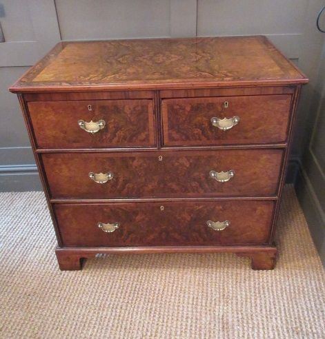 Small Mid Victorian Burr Walnut Chest of Drawers