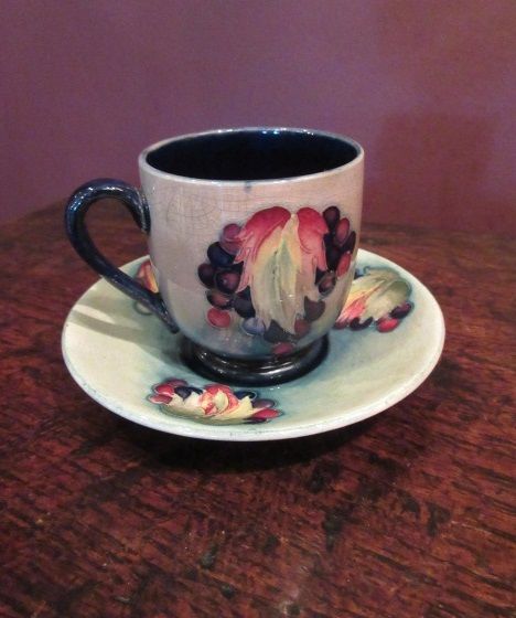 Moorcroft Leaf & Berries Cup & Saucer C.1930