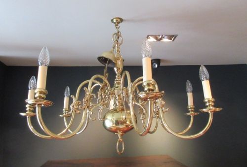 Top Quality Edwardian Polished Brass Chandelier