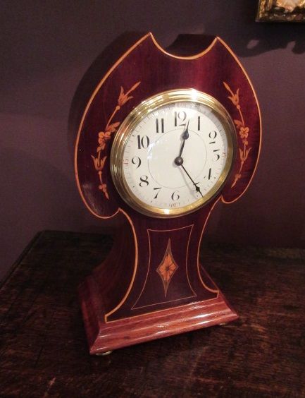 Edwardian Period Sheraton Inlaid Mantel Clock