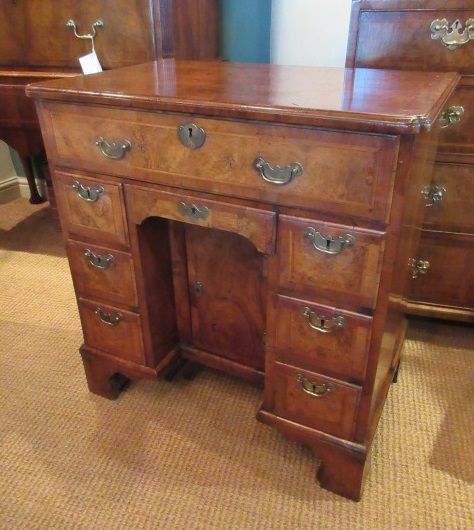 Fine George I Period Figured Walnut Kneehole Desk