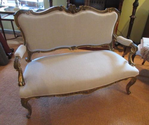 19th Century Timber Gilt Upholstered Settee