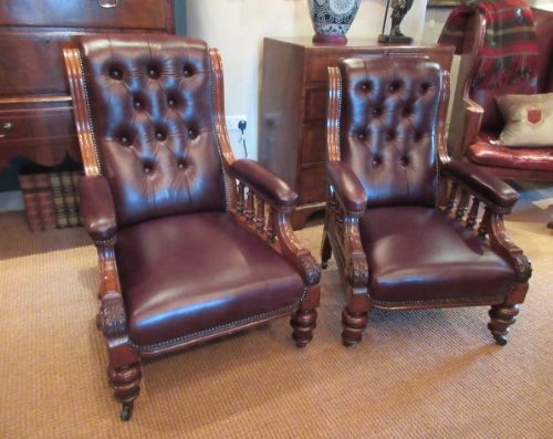Stunning Pair of Victorian Ladies & Gents Armchairs
