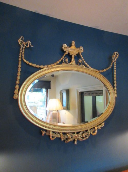 Fine Regency Plaster & Timber Gilt Oval Mirror