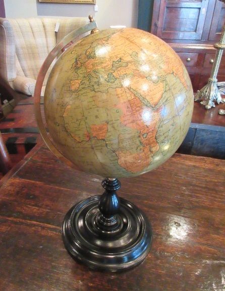 1920'S Phillip's 9" Paper Mache Terrestrial Globe