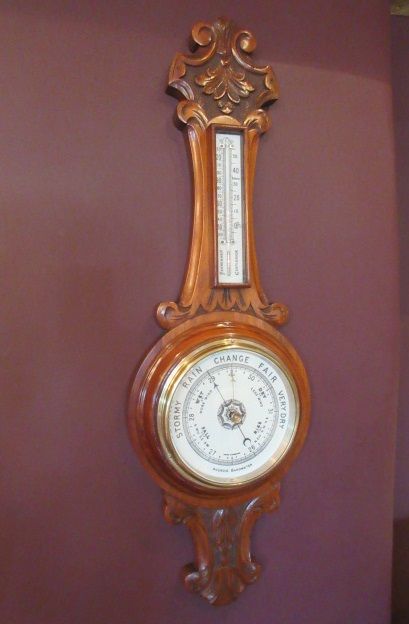 Mid Victorian Solid Walnut Banjo Barometer