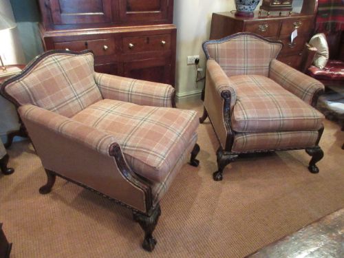 Superb Pair of 19th Century Upholstered Armchairs